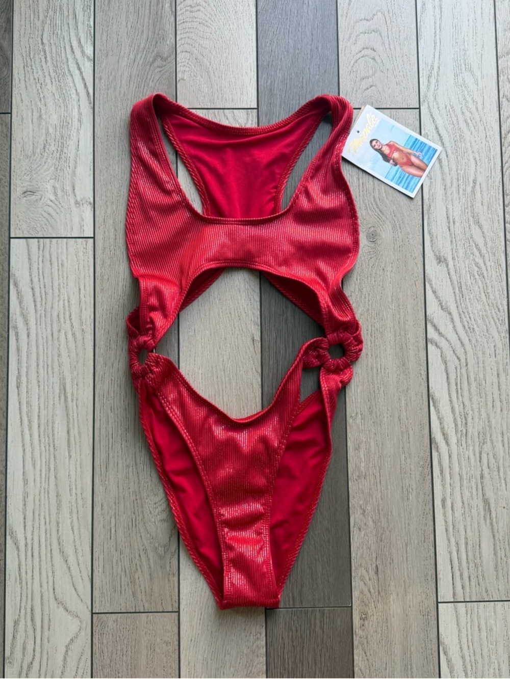 Mapalé Shimmery Red Cutout One-Piece Swimsuit S/M NWT